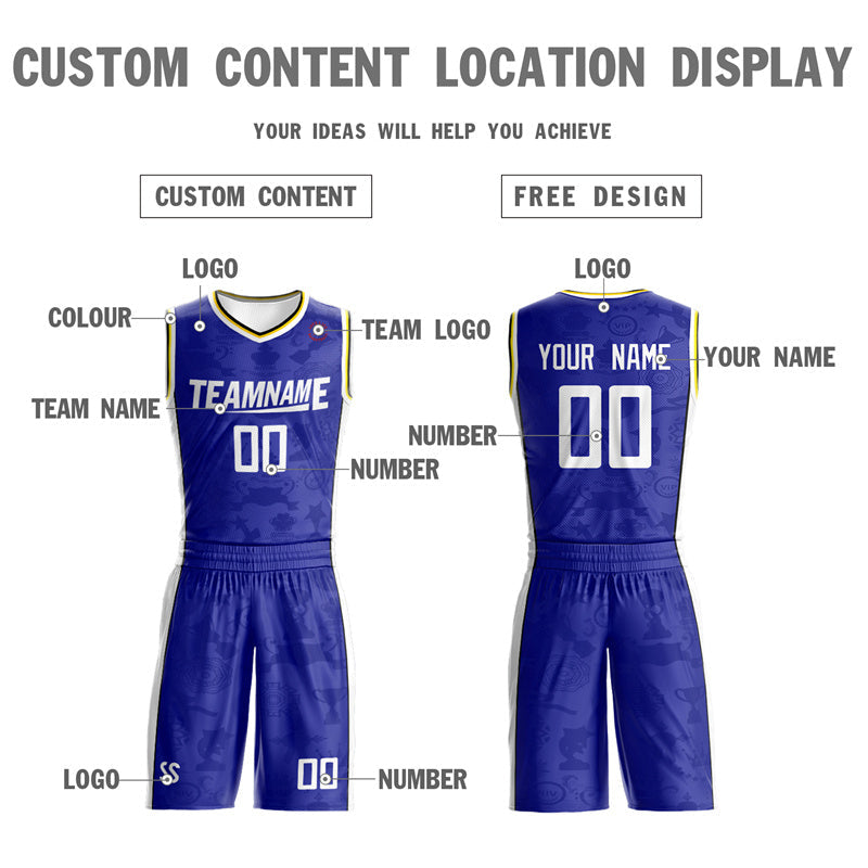 Custom Blue White Double Side Sets Basketball Jersey