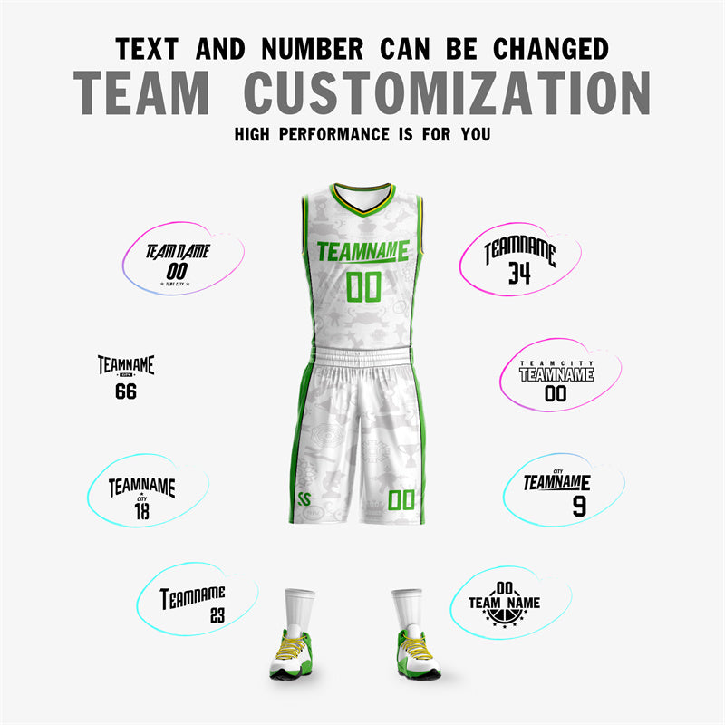 KXK Basketball Jersey Design Green and White - KXKSHOP