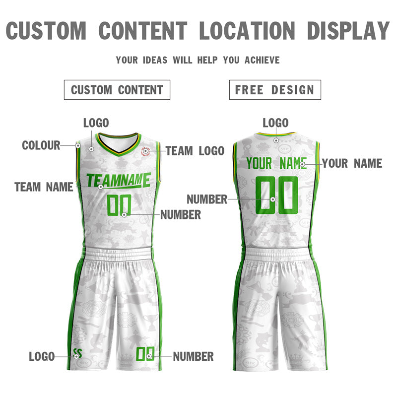 Custom White Black-Kelly Green Authentic Split Fashion Basketball Jersey