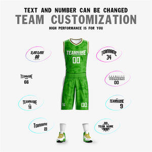 Custom Light Green White Double Side Sets Basketball Jersey