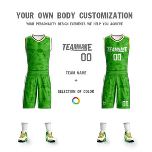 Custom Light Green White Double Side Sets Basketball Jersey