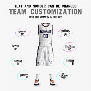 Custom White Navy Double Side Sets Basketball Jersey