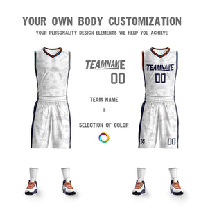 Custom White Navy Double Side Sets Basketball Jersey