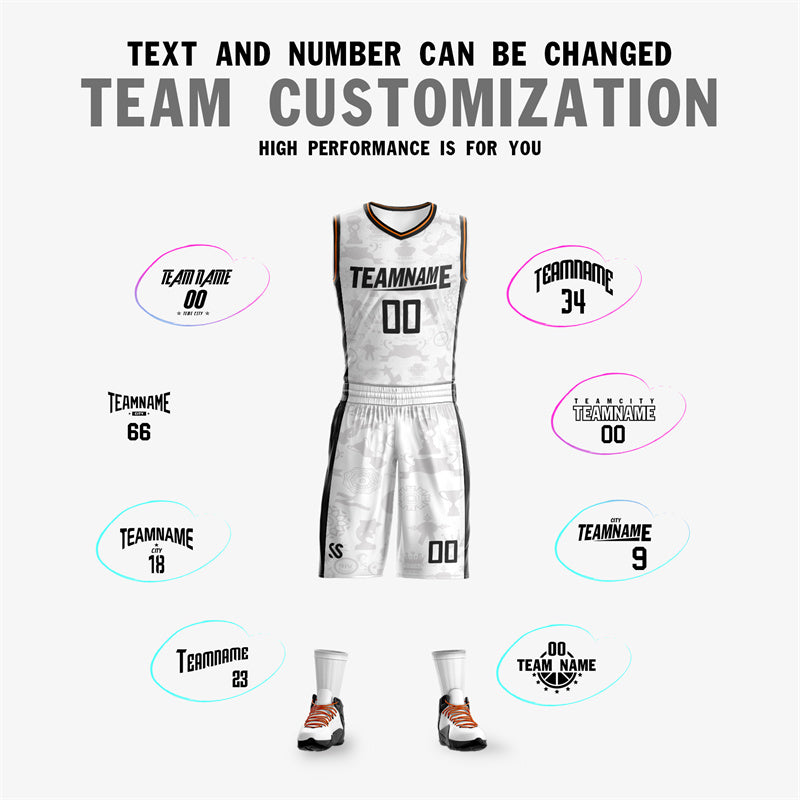 Custom White Black Double Side Sets Basketball Jersey