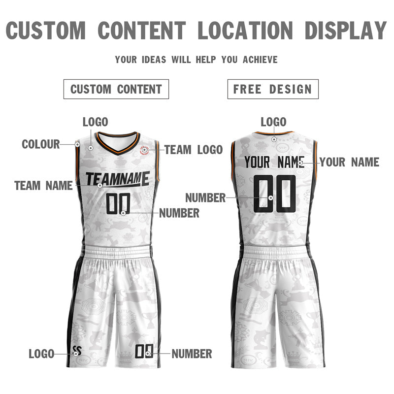 Custom White Black Double Side Sets Basketball Jersey