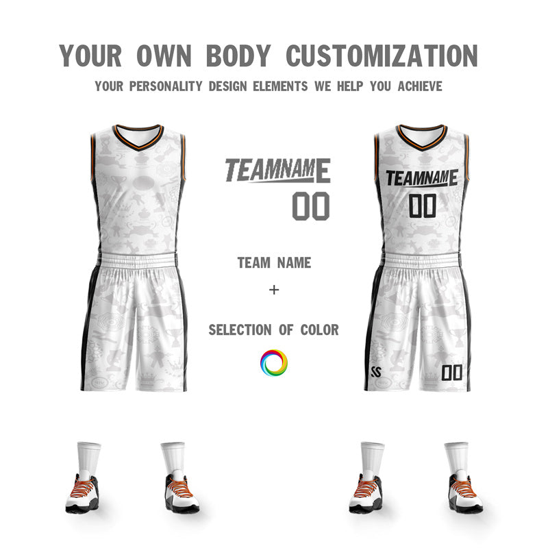 Custom White Black Double Side Sets Basketball Jersey