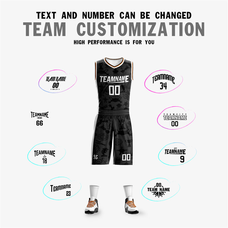 Custom Black White Double Side Sets Basketball Jersey