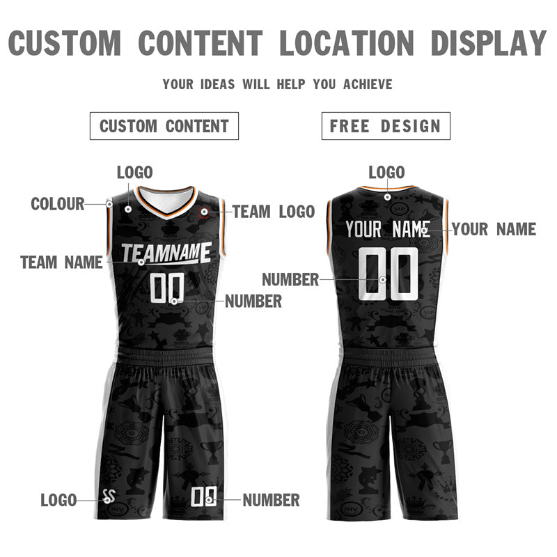 Custom Black White Double Side Sets Basketball Jersey