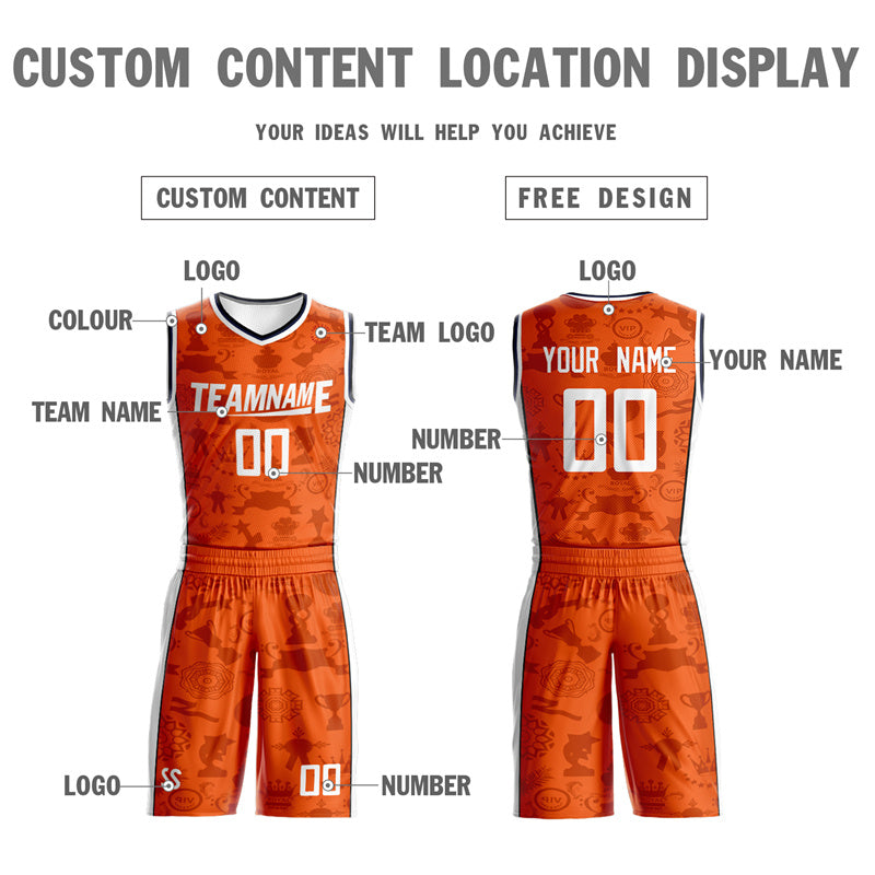 Custom Orange White Double Side Sets Basketball Jersey