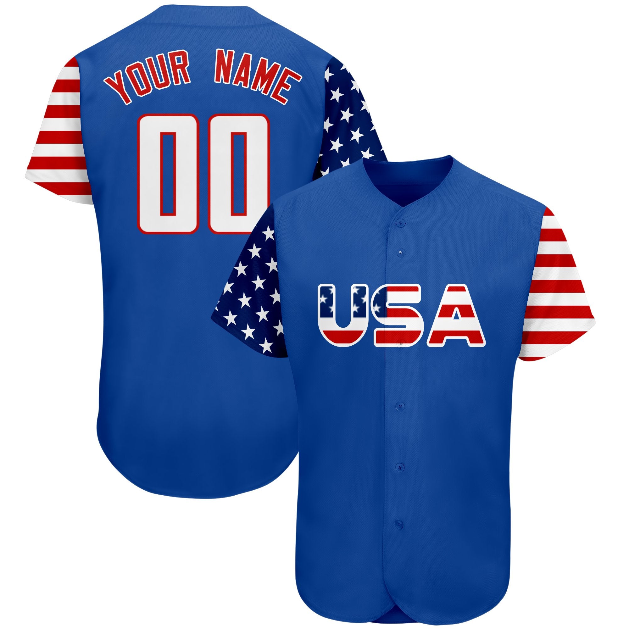 Maillot de baseball personnalisé, drapeau américain Royal blanc-rouge, authentique