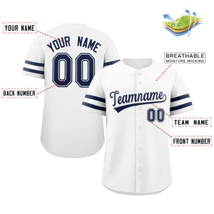 Custom White Navy Classic Style Authentic Baseball Jersey