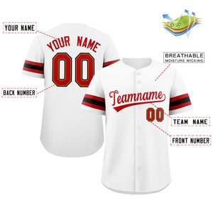 Custom White Red Classic Style Authentic Baseball Jersey