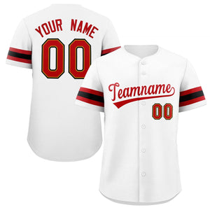 Maillot de baseball authentique de style classique blanc rouge personnalisé