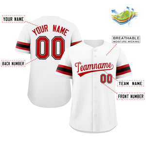 Custom White Red-White Classic Style Authentic Baseball Jersey