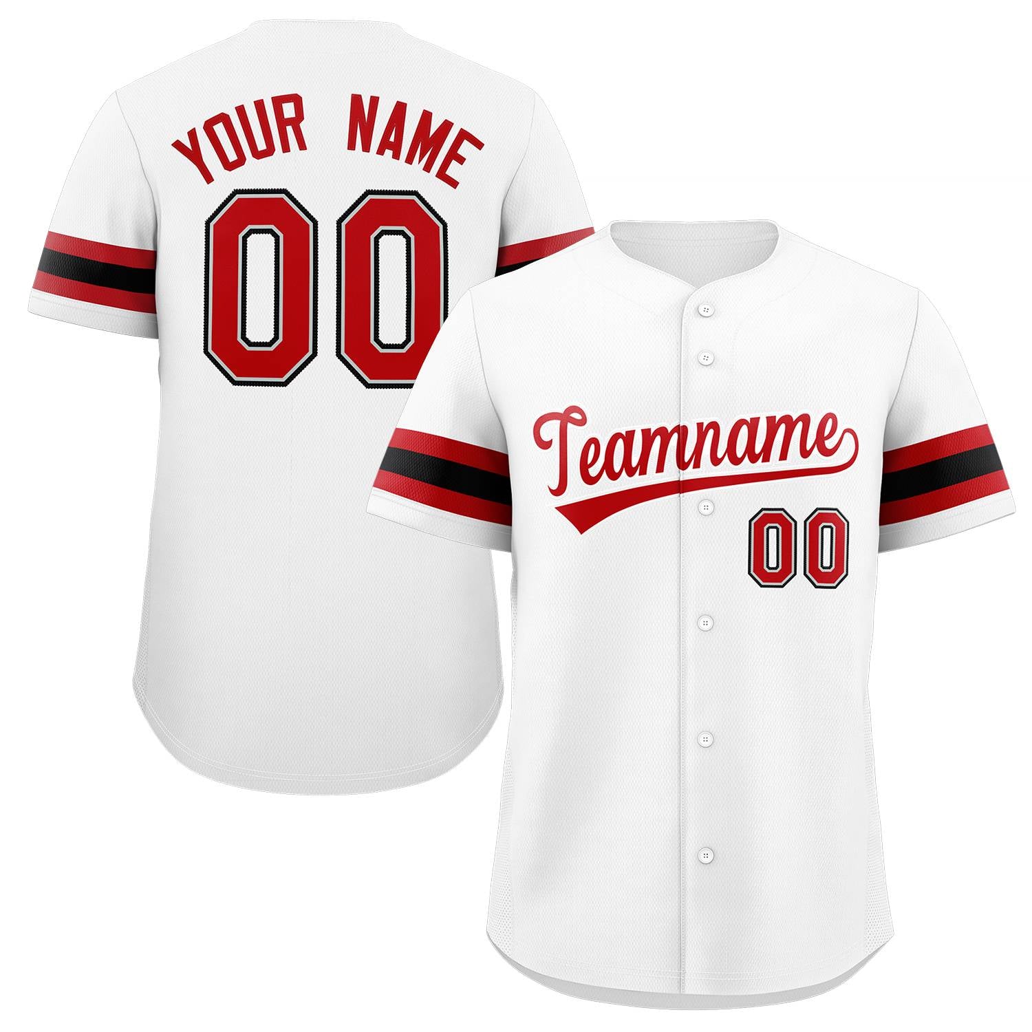 Custom White Red-White Classic Style Authentic Baseball Jersey