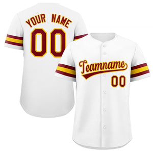 Maillot de baseball authentique de style classique blanc rouge-jaune personnalisé