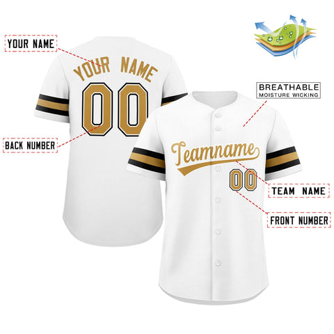 Custom White Gold-White Classic Style Authentic Baseball Jersey