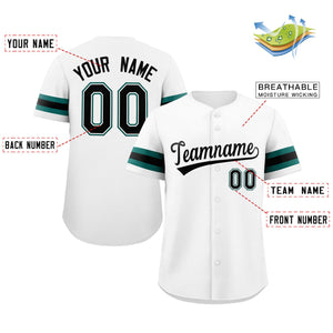 Maillot de baseball authentique de style classique blanc noir-vert personnalisé