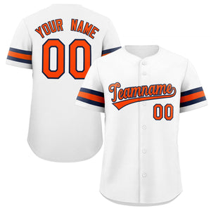 Maillot de baseball authentique de style classique blanc orange-marine personnalisé