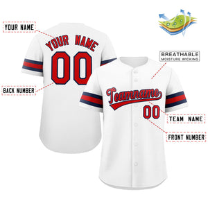 Custom White Red-Navy Classic Style Authentic Baseball Jersey