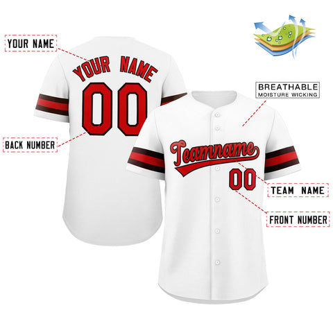 Custom White Red-Brown Classic Style Authentic Baseball Jersey