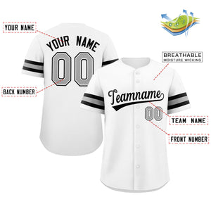 Custom White Gray-Black Classic Style Authentic Baseball Jersey