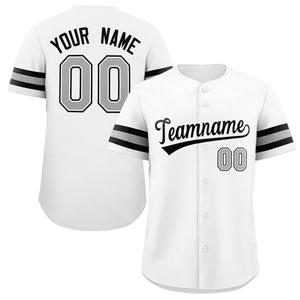 Maillot de baseball authentique de style classique blanc gris-noir personnalisé