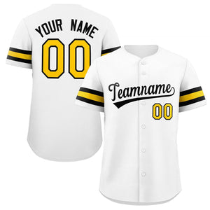 Maillot de baseball authentique de style classique blanc jaune-noir personnalisé