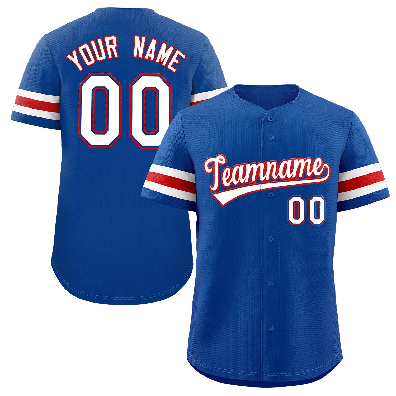 Custom Royal White-Red Classic Style Authentic Baseball Jersey