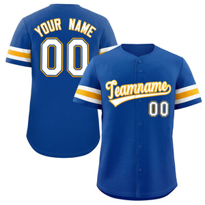 Custom Royal White-Yellow Classic Style Authentic Baseball Jersey