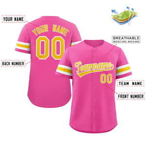 Maillot de baseball authentique de style classique rose jaune-blanc personnalisé