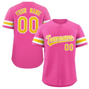 Maillot de baseball authentique de style classique rose jaune-blanc personnalisé