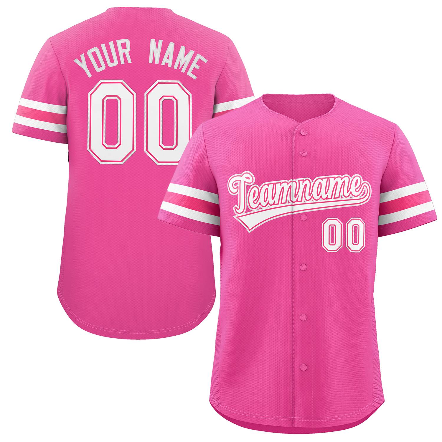 Maillot de baseball authentique de style classique rose blanc personnalisé