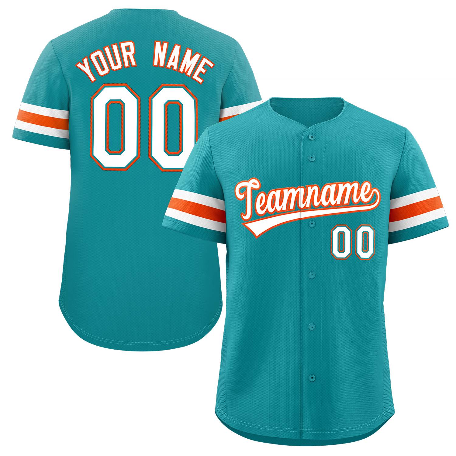 Custom Teal White-Orange Classic Style Authentic Baseball Jersey