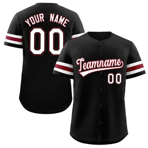 Custom Black White-Red Classic Style Authentic Baseball Jersey