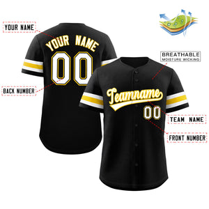 Custom Black White-Yellow Classic Style Authentic Baseball Jersey