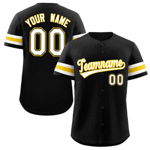 Custom Black White-Yellow Classic Style Authentic Baseball Jersey