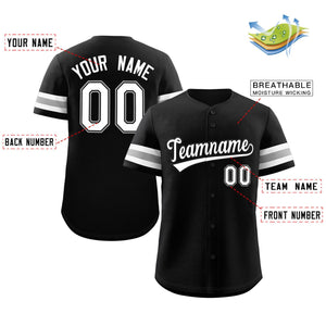 Maillot de baseball authentique de style classique noir blanc-noir personnalisé