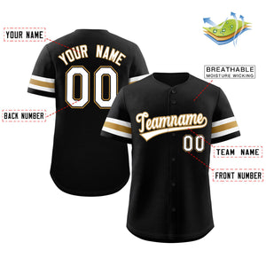 Custom Black White-Gold Classic Style Authentic Baseball Jersey