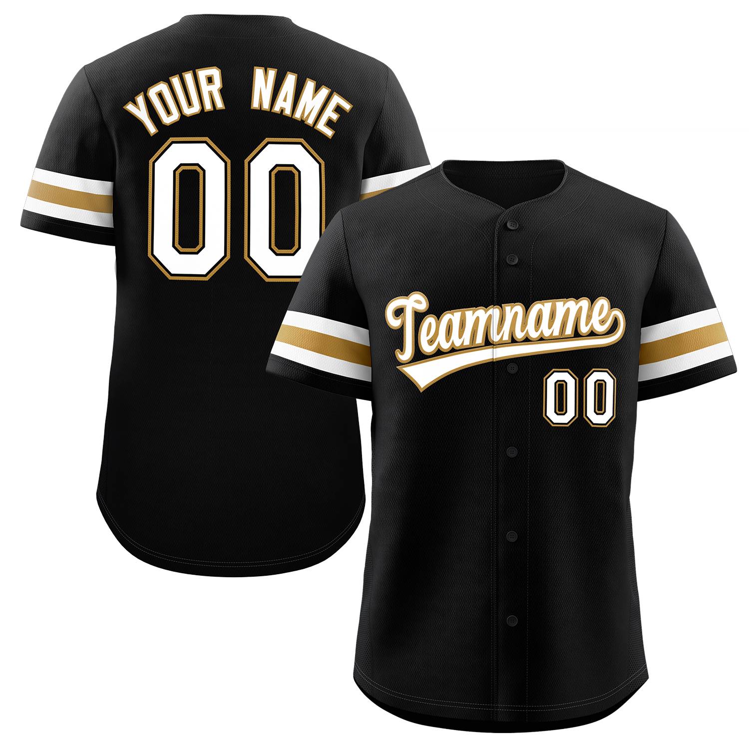 Custom Black White-Gold Classic Style Authentic Baseball Jersey