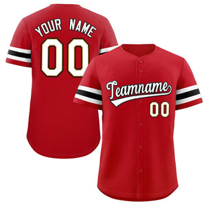 Custom Red White-Black Classic Style Authentic Baseball Jersey