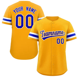 Maillot de baseball authentique de style classique jaune royal-blanc personnalisé