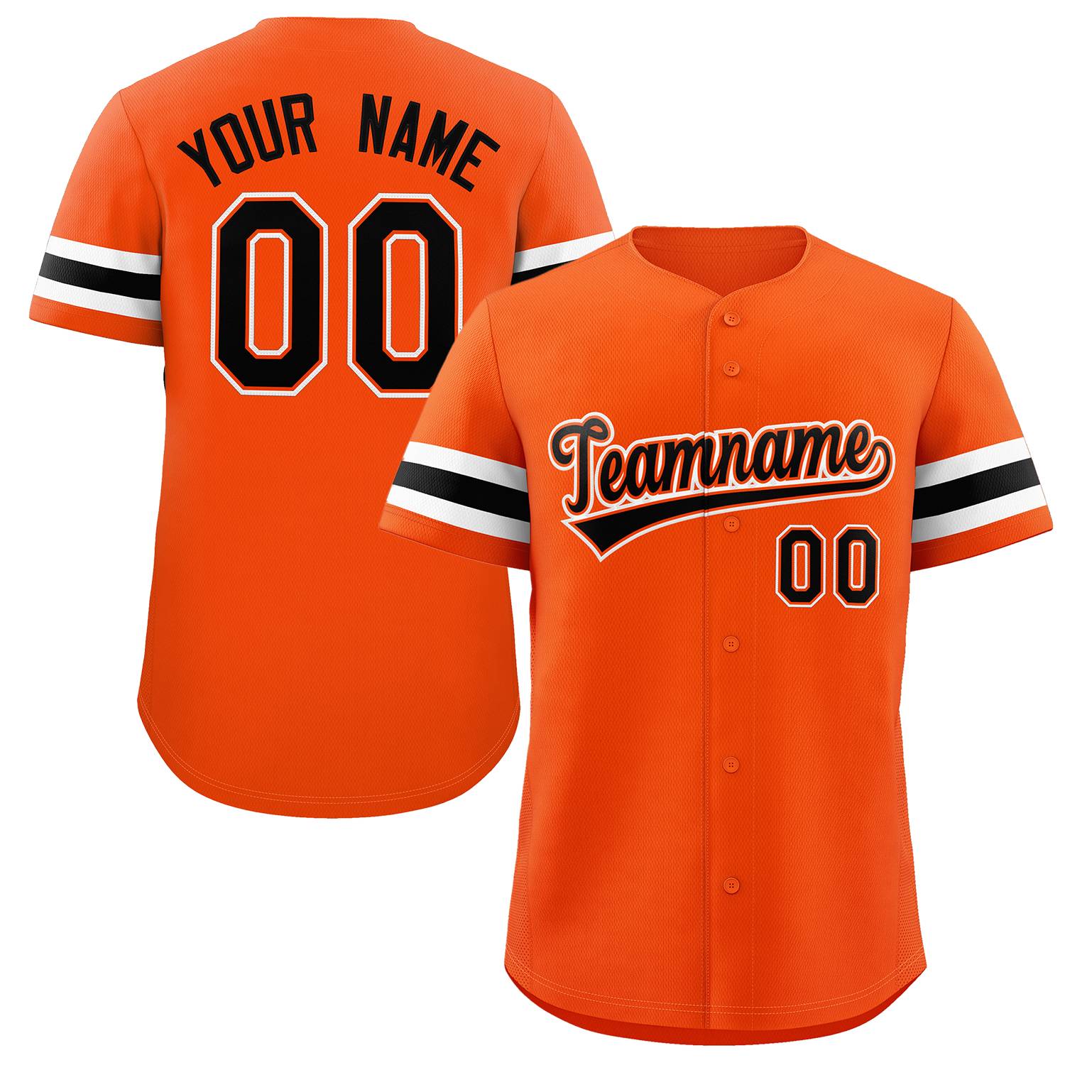 Custom Orange Black-White Classic Style Authentic Baseball Jersey