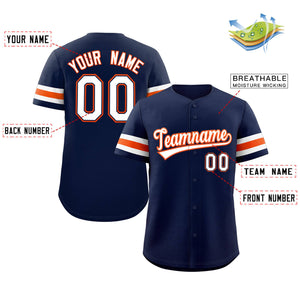 Custom Navy White-Orange Classic Style Authentic Baseball Jersey