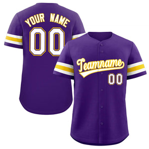 Maillot de baseball authentique de style classique violet blanc-jaune personnalisé