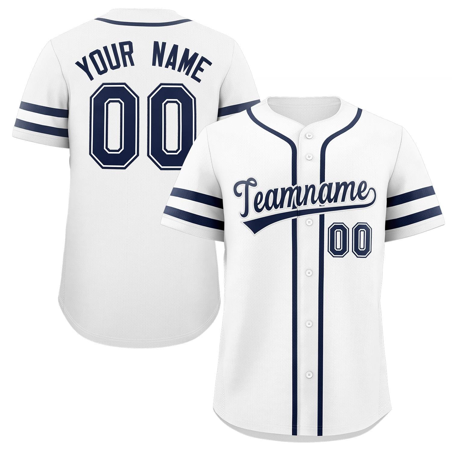 Maillot de baseball authentique de style classique blanc marine personnalisé