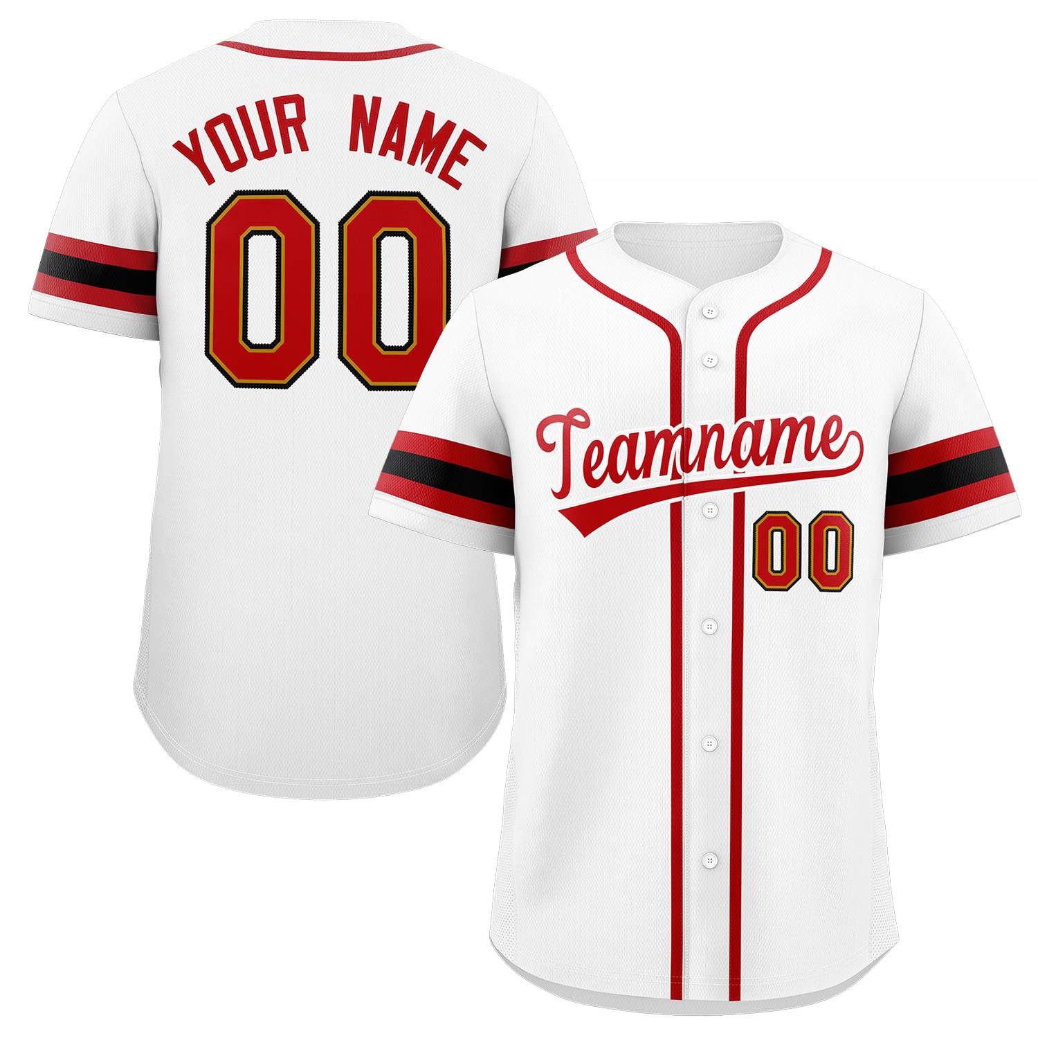 Maillot de baseball authentique de style classique blanc rouge personnalisé