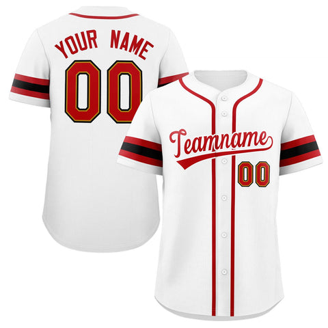 Custom White Red Classic Style Authentic Baseball Jersey