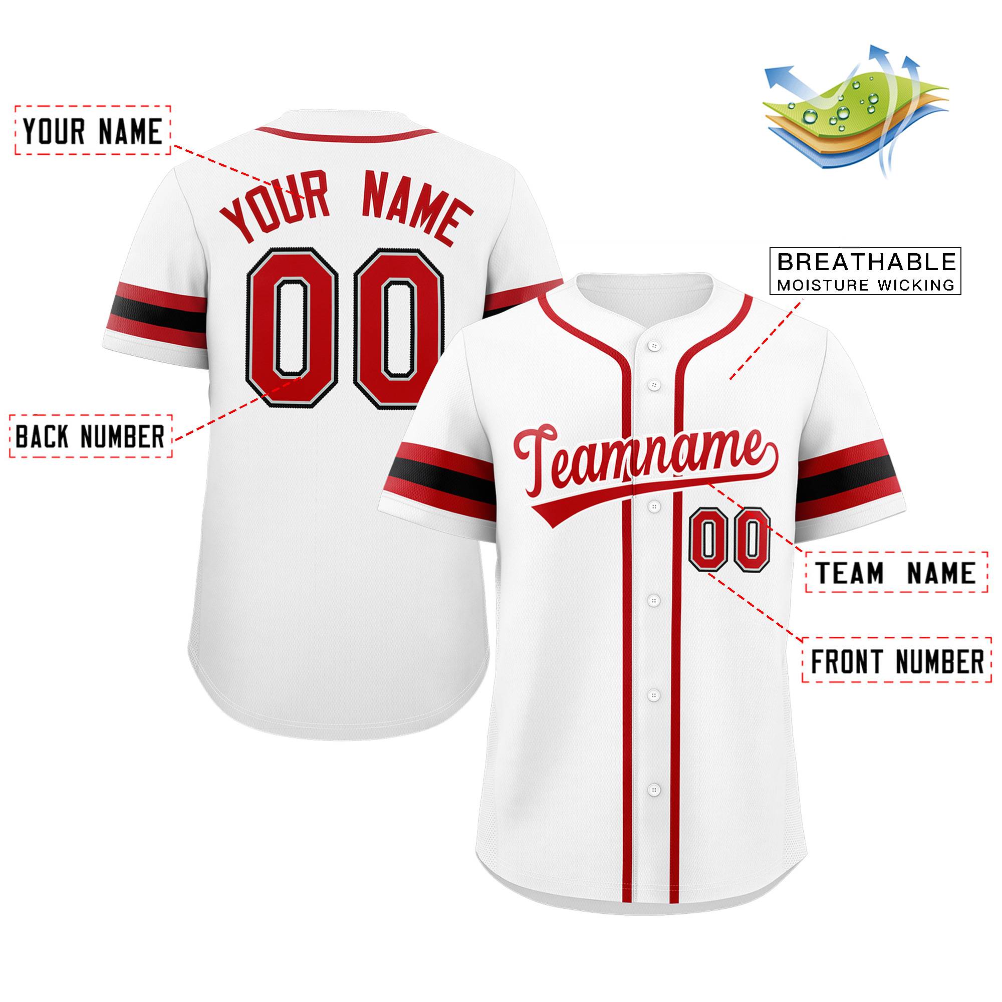 Custom White Red-White Classic Style Authentic Baseball Jersey