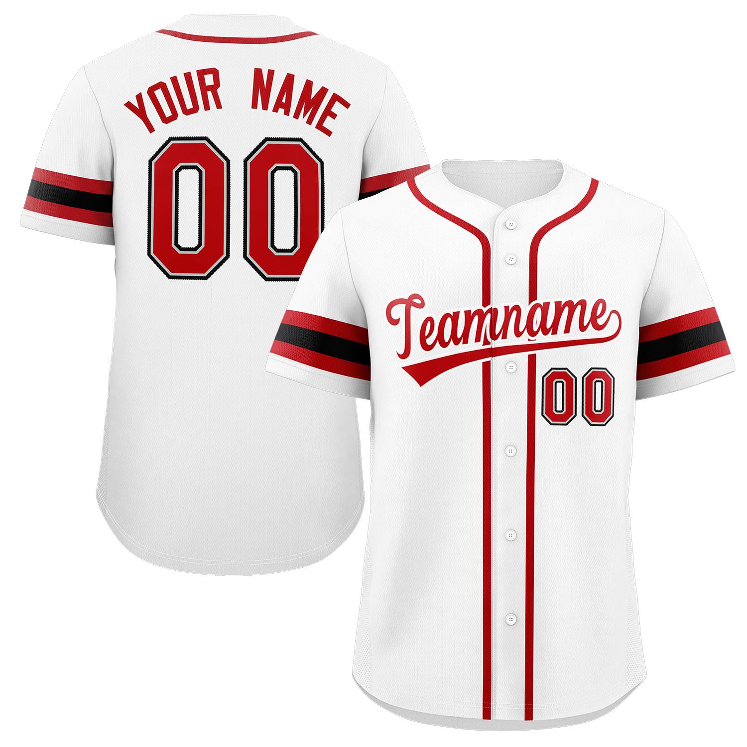 Maillot de baseball authentique de style classique blanc rouge-blanc personnalisé